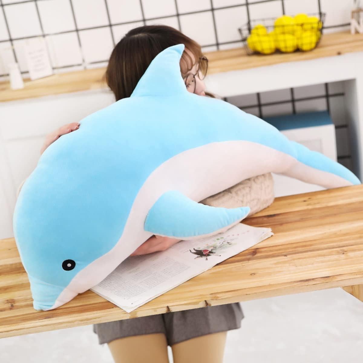 Almohada de Peluche Delfín Gigante Kekeso 70cm Azul