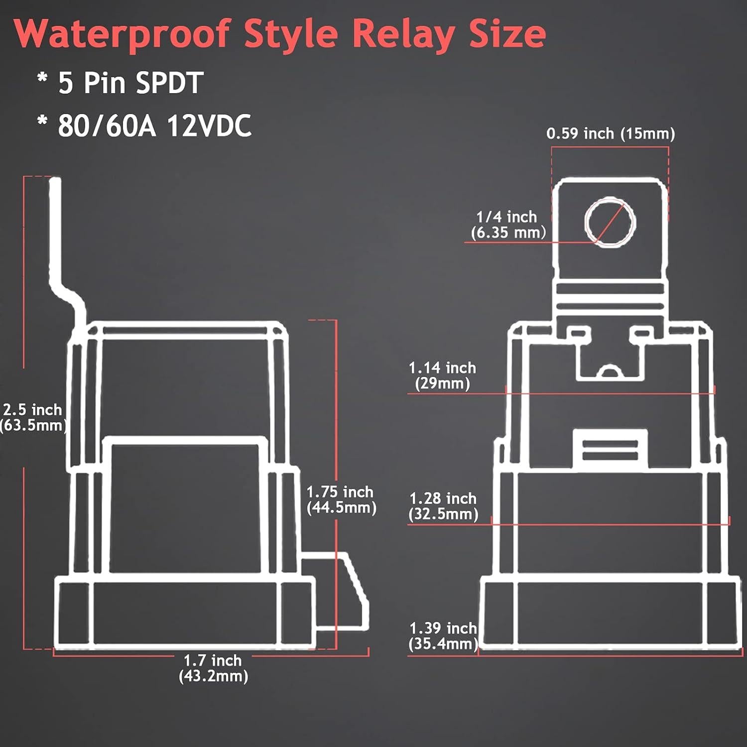 Paquete de 3 Relés Impermeables Hamolar 80/60A 12V DC con Cables