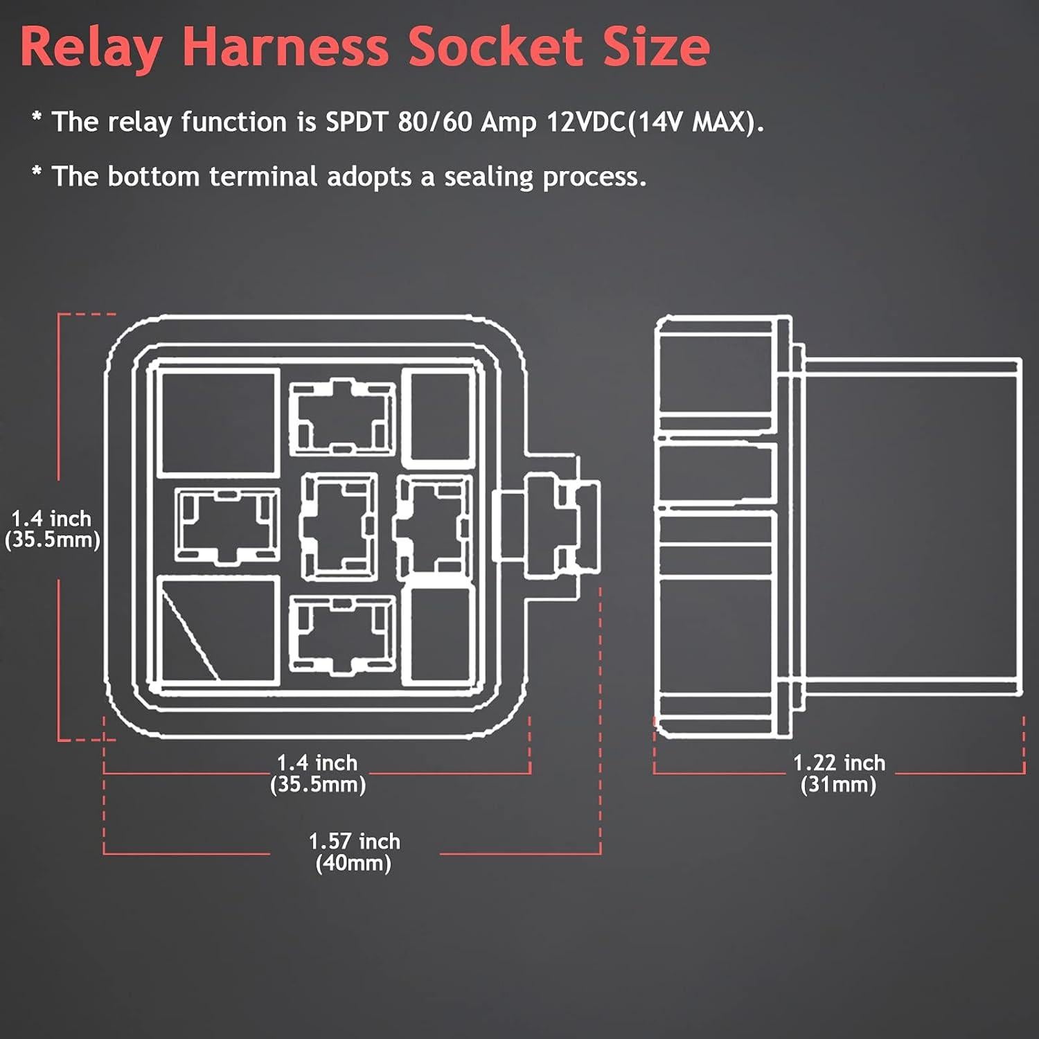 Paquete de 3 Relés Impermeables Hamolar 80/60A 12V DC con Cables