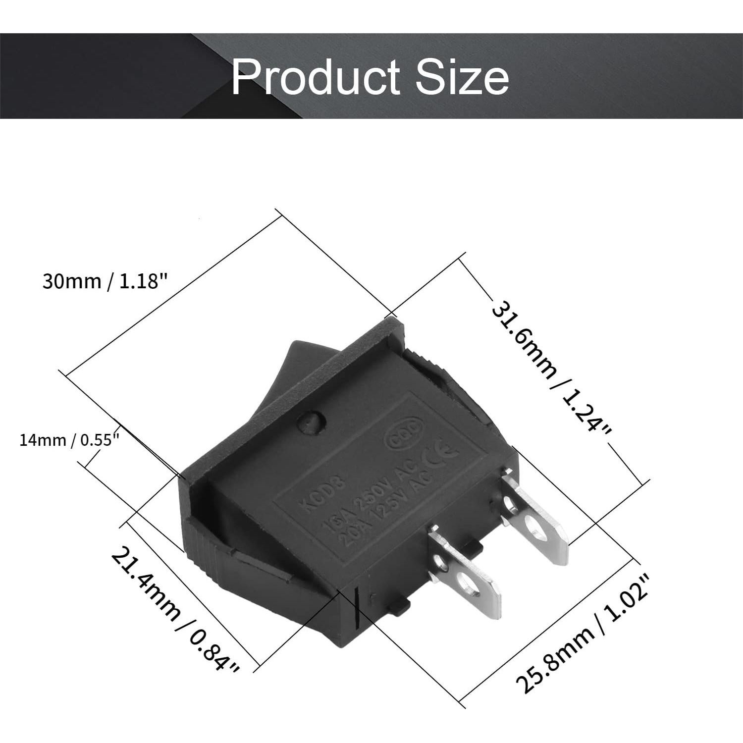 5 Interruptores de Palanca ON/OFF 2 Pines 12V 250V Mriuuod