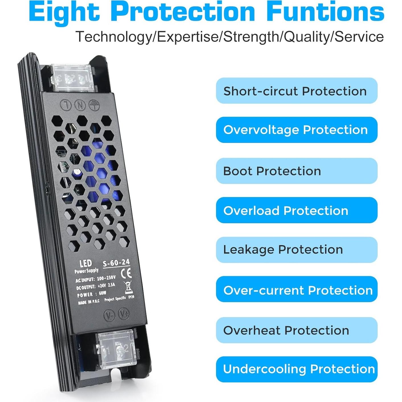 Fuente de Poder LED 24V 2.5A 60W LEDMaker Adaptador AC-DC