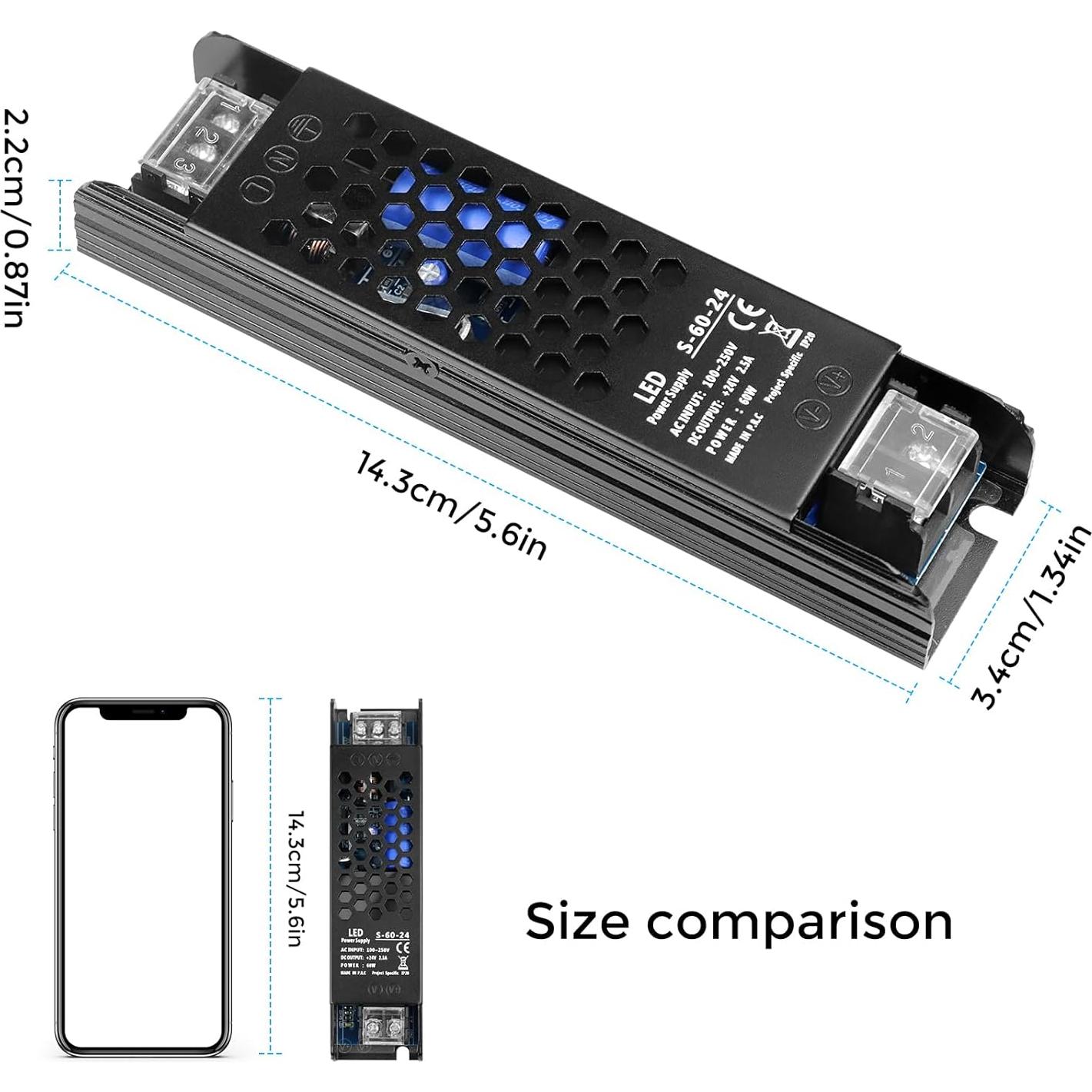 Fuente de Poder LED 24V 2.5A 60W LEDMaker Adaptador AC-DC