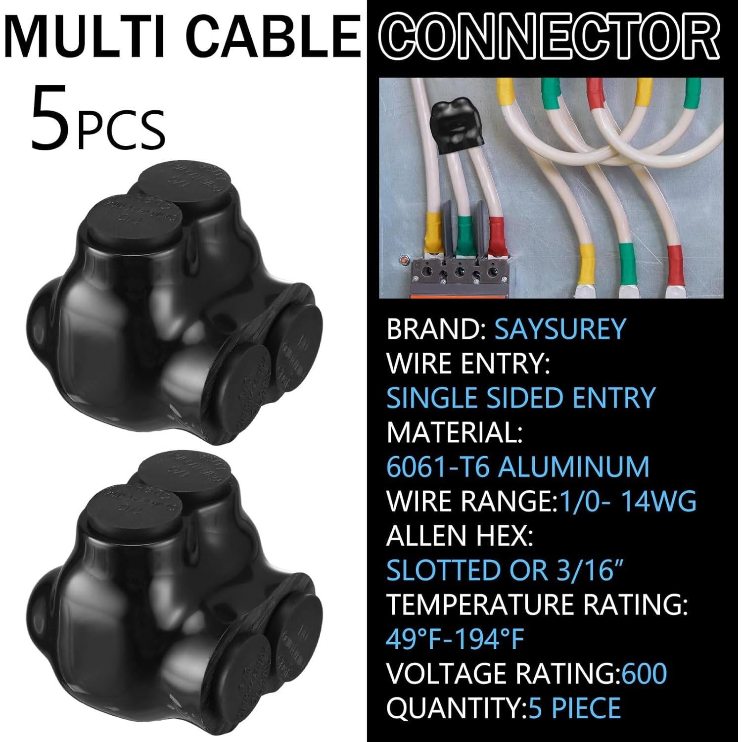 5 Conectores de Cable Multi Aislados Saysurey 1-14 AWG