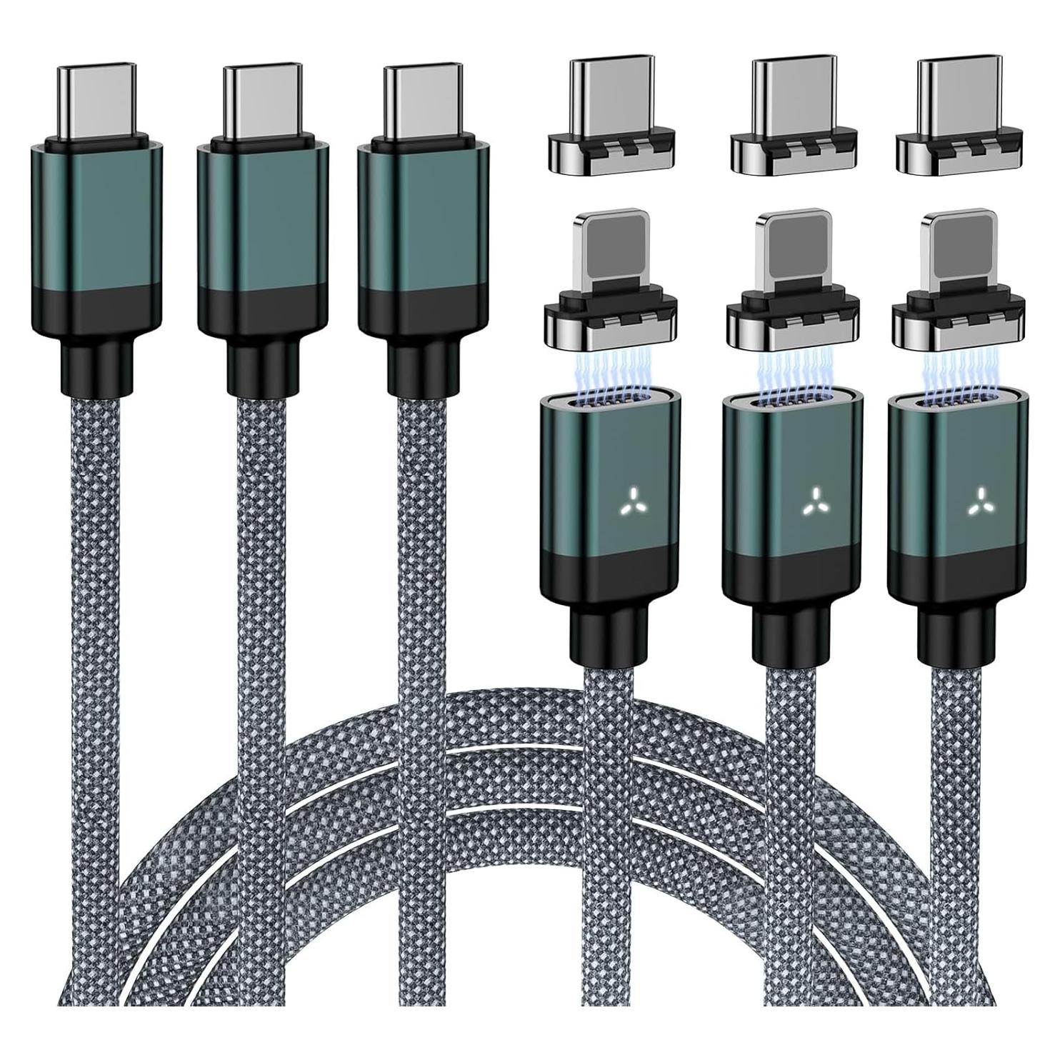 Cable de Carga Magnético ZBF 100W 2 en 1 Tipo C y Lightning