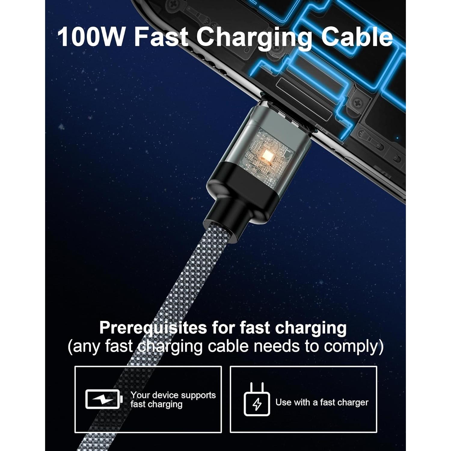 Cable de Carga Magnético ZBF 100W 2 en 1 Tipo C y Lightning