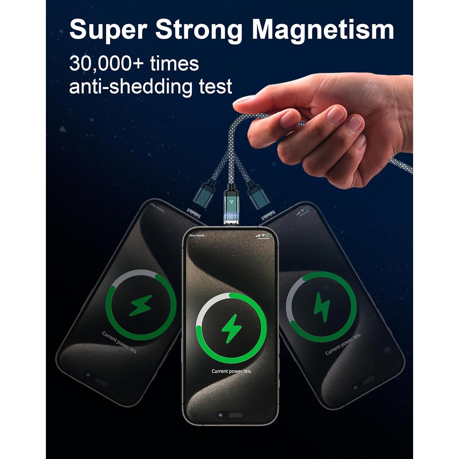 Cable de Carga Magnético ZBF 100W 2 en 1 Tipo C y Lightning