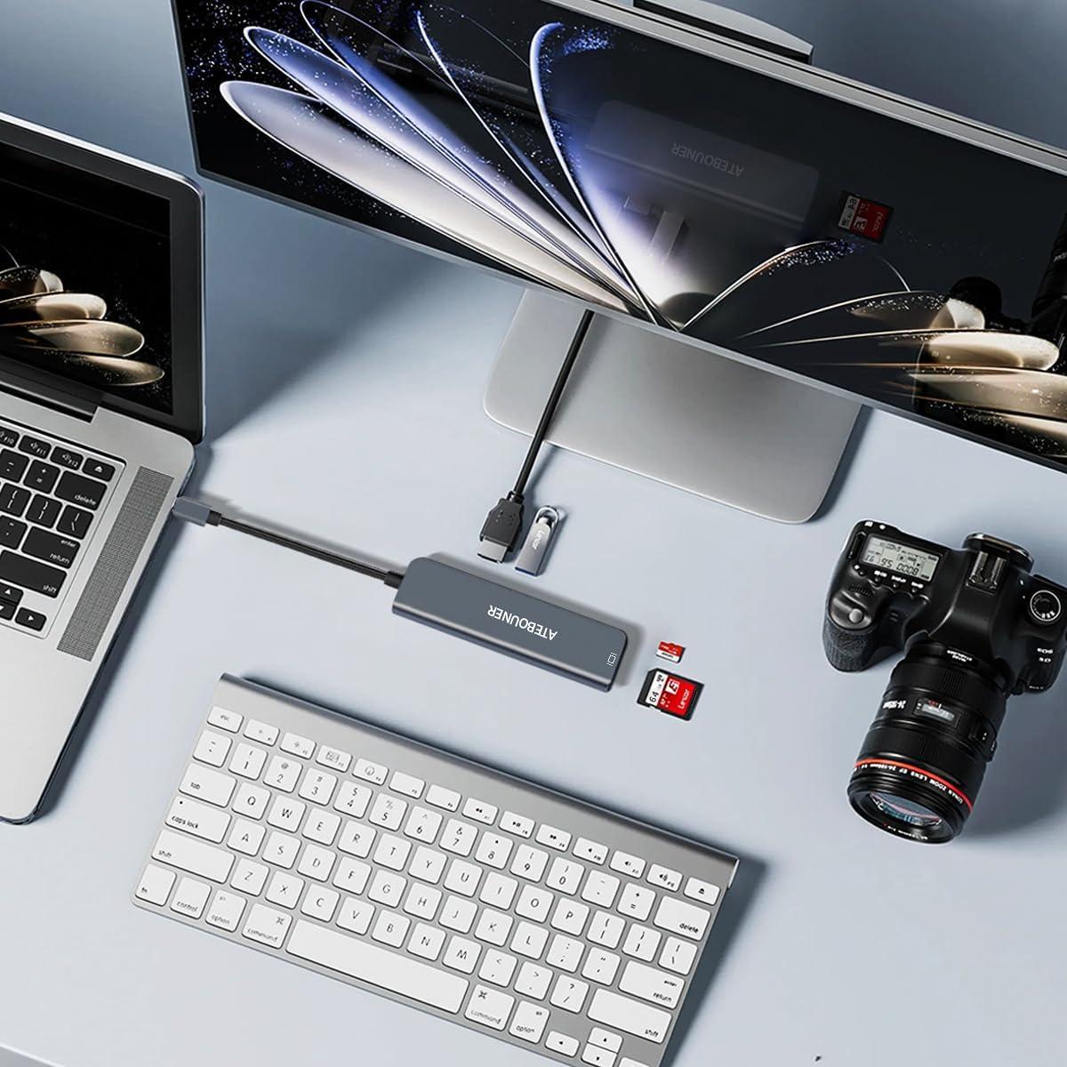 Adaptador Hub USB-C 6 en 1 ATEBOUNER con HDMI 4K para MacBook