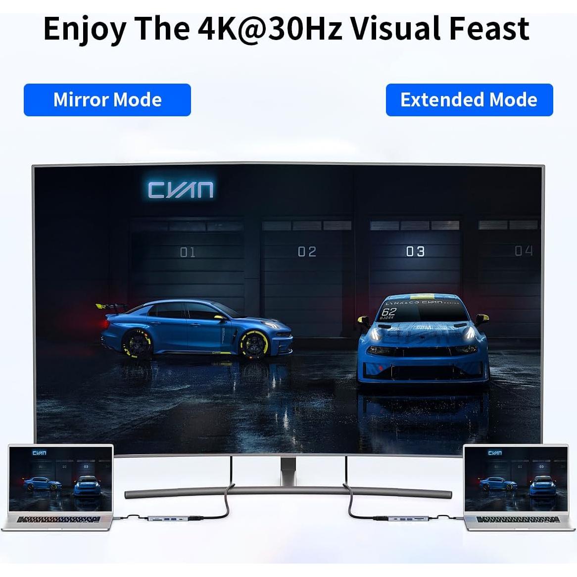 Adaptador Hub USB-C 6 en 1 ATEBOUNER con HDMI 4K para MacBook