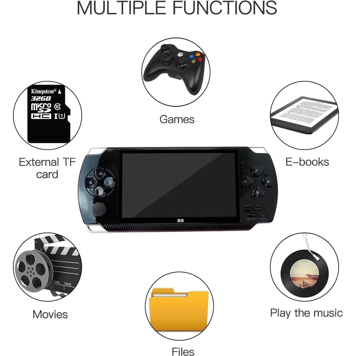 Consola de Videojuegos Retro Portátil 10000 Juegos 4.3" 8GB