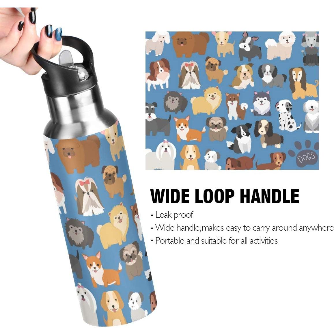 Botella de Agua ZOEO 590ml Acero Inoxidable con Popote Niños