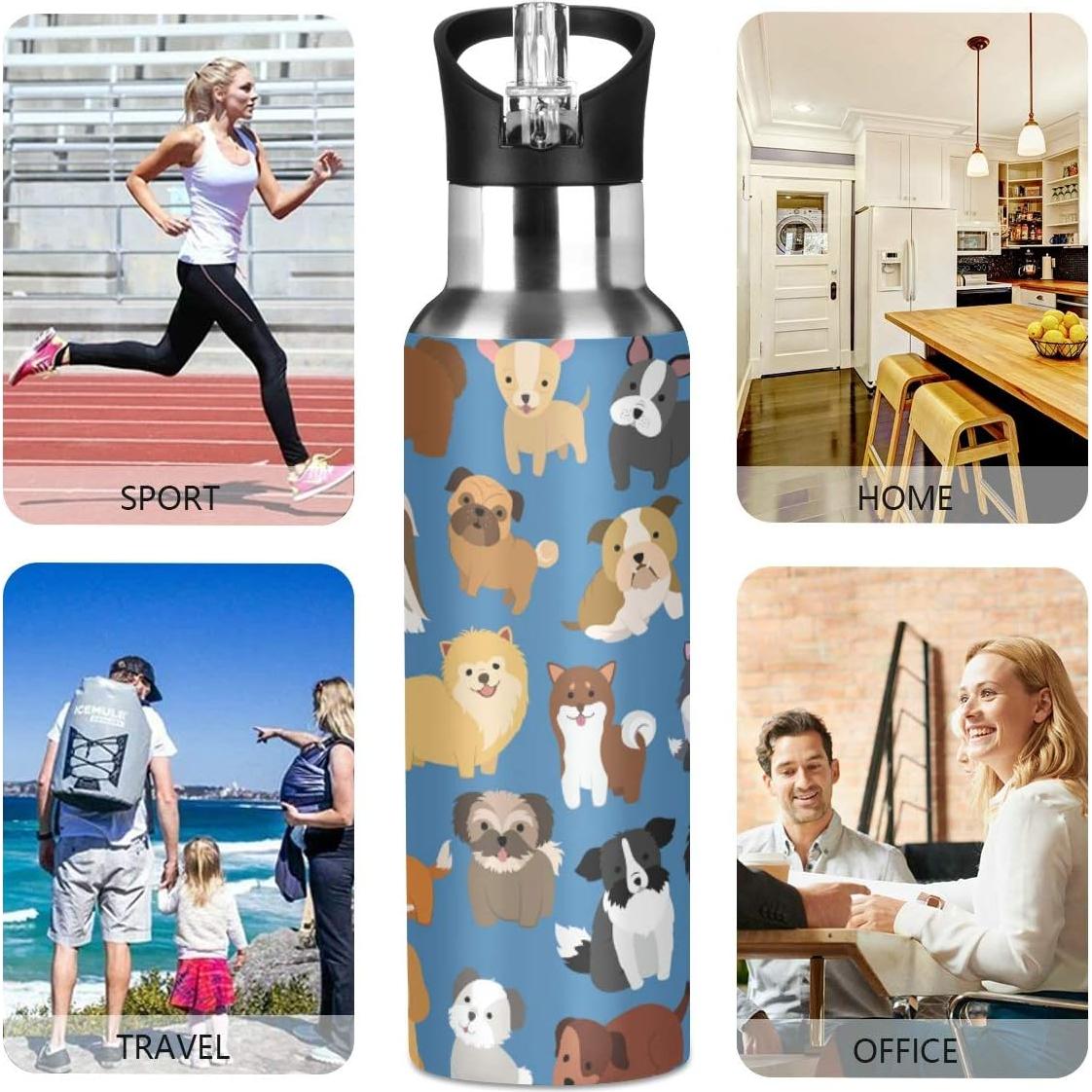 Botella de Agua ZOEO 590ml Acero Inoxidable con Popote Niños