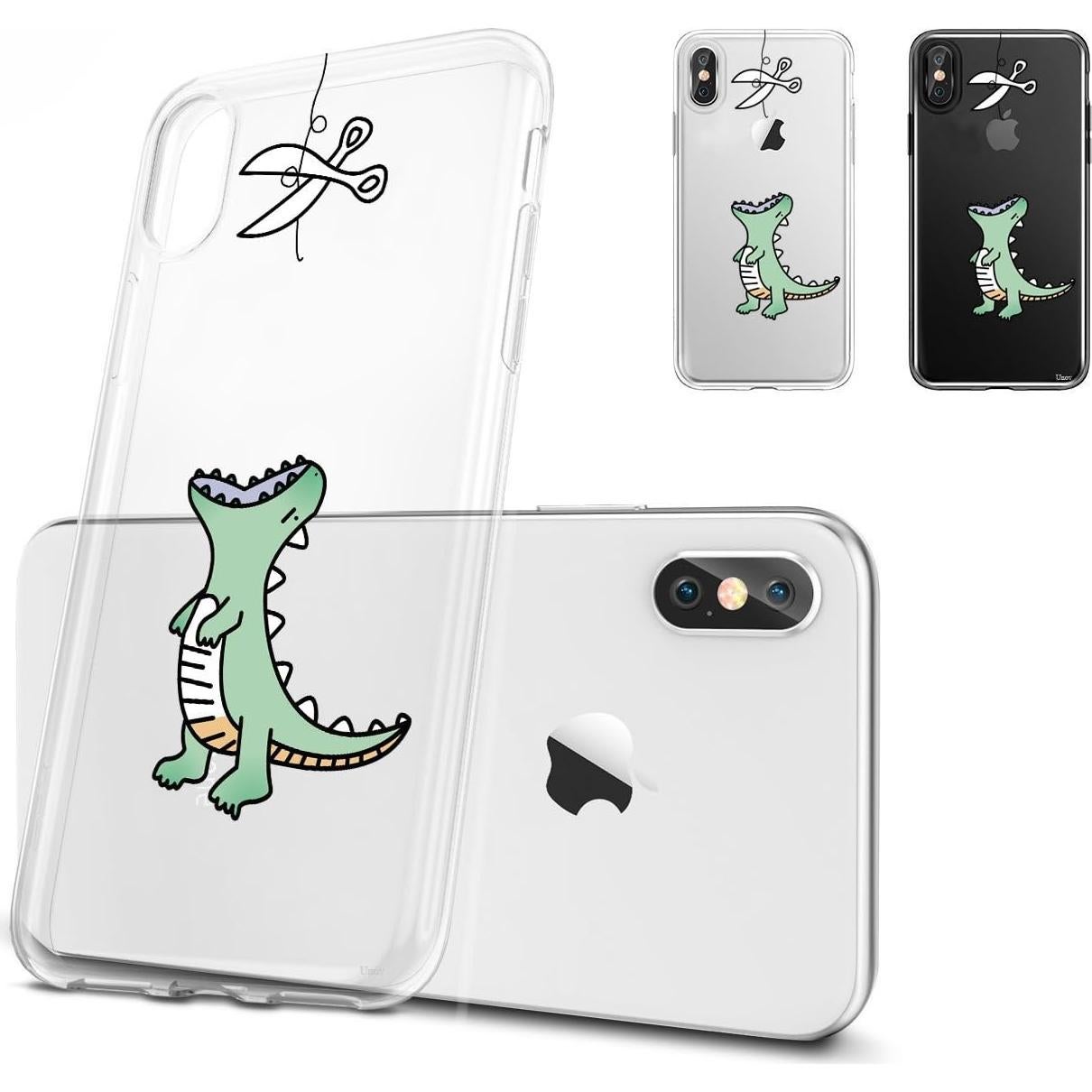 Funda Unov para iPhone Xs/X Transparente Dinosaurio TPU Delgado