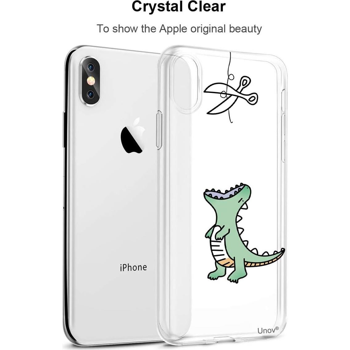 Funda Unov para iPhone Xs/X Transparente Dinosaurio TPU Delgado