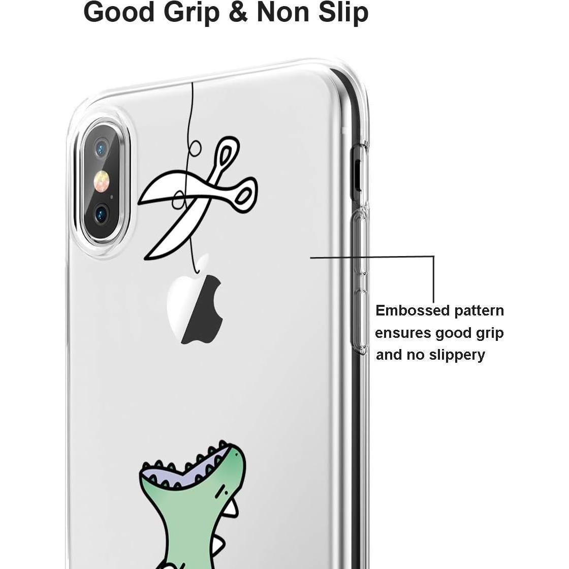 Funda Unov para iPhone Xs/X Transparente Dinosaurio TPU Delgado