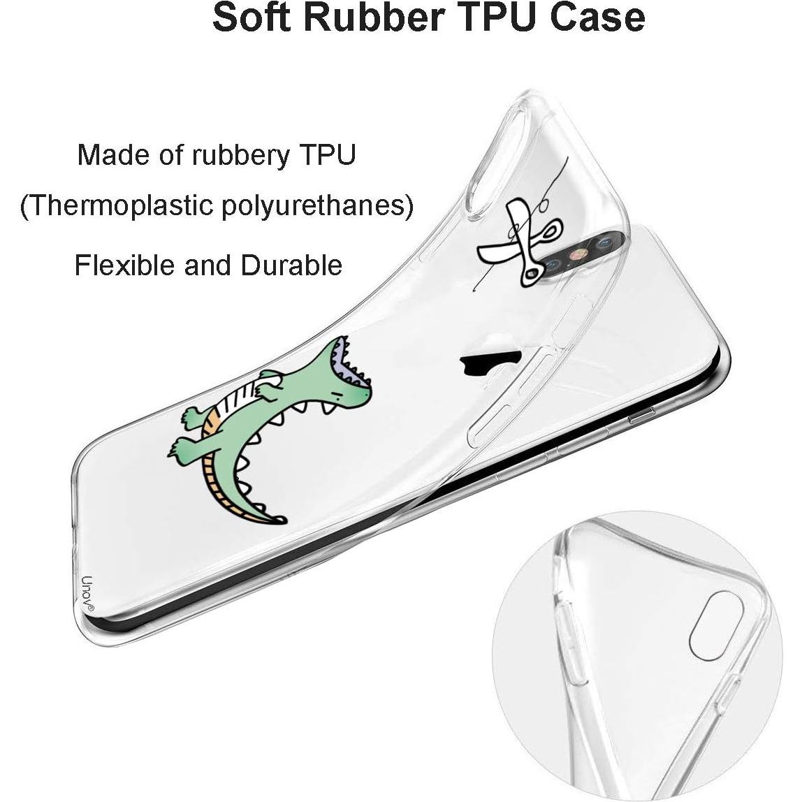 Funda Unov para iPhone Xs/X Transparente Dinosaurio TPU Delgado