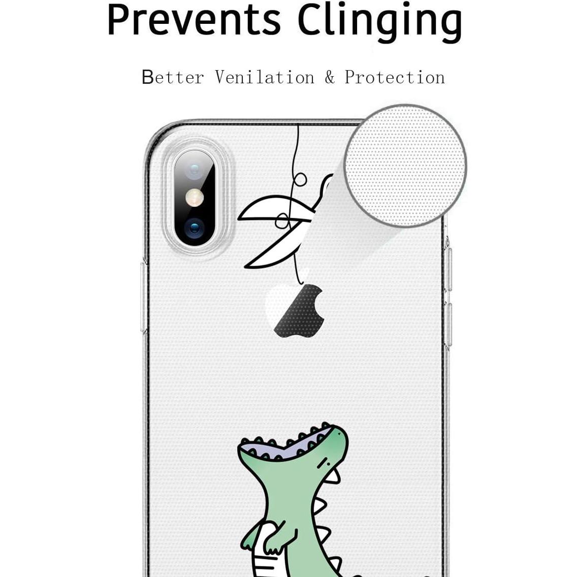 Funda Unov para iPhone Xs/X Transparente Dinosaurio TPU Delgado