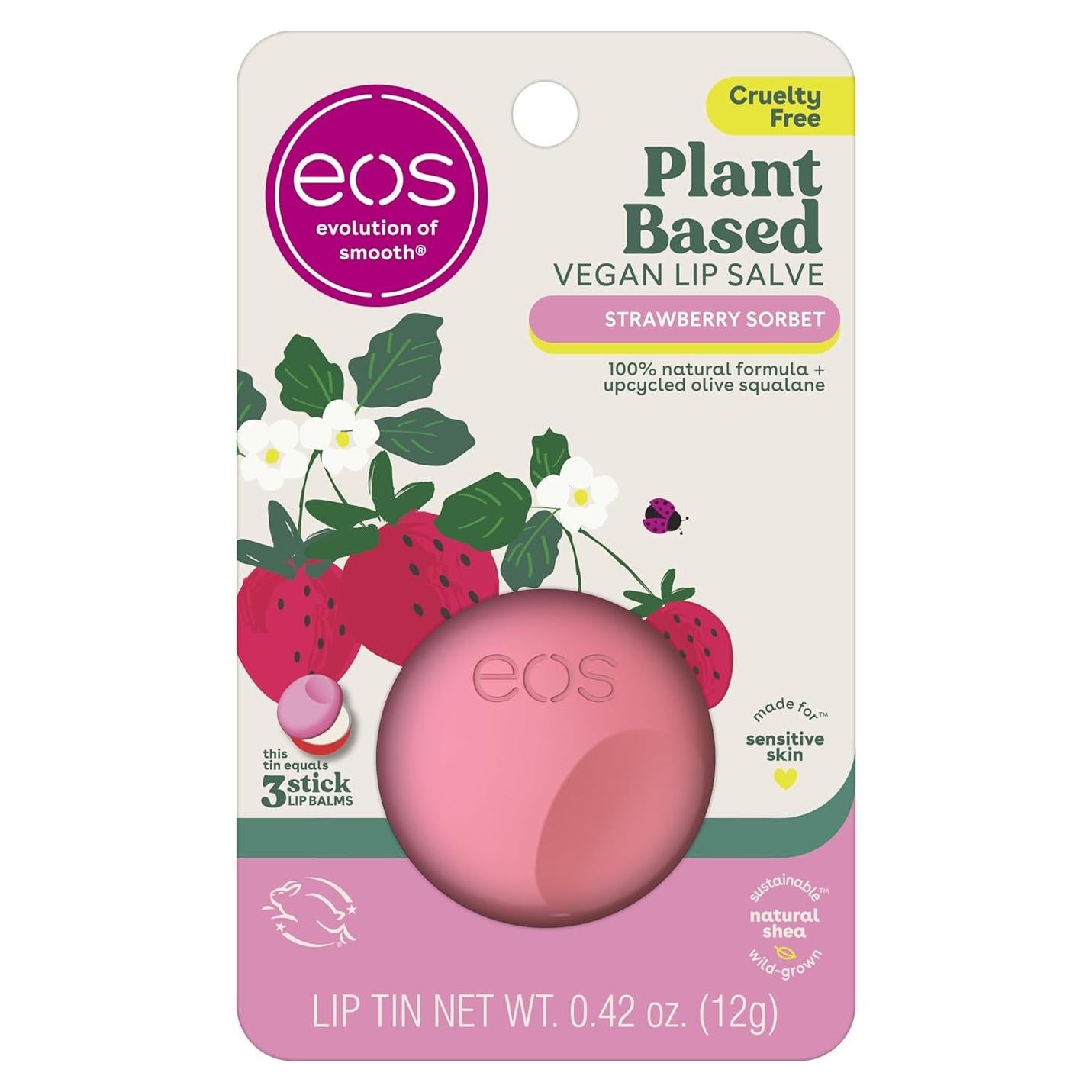 Bálsamo Labial Vegano eos Sorbete de Fresa 11.89 g Natural