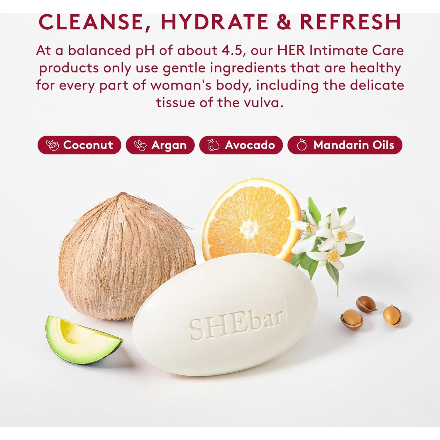 Barra Limpiadora Femenina SHEbar 90.7g - pH Equilibrado y Suave