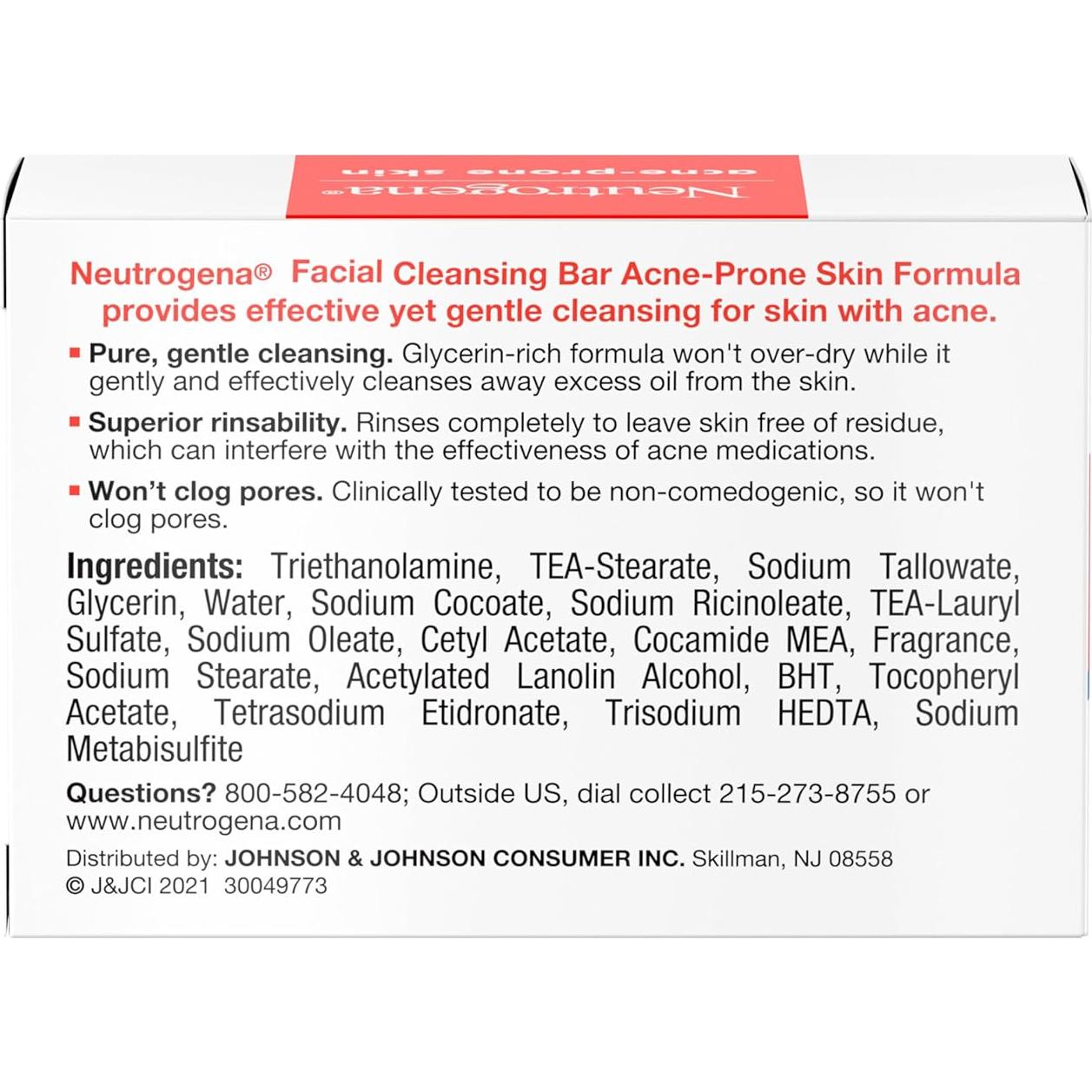 Barra de Limpieza Facial Neutrogena 99.22 g para Acné