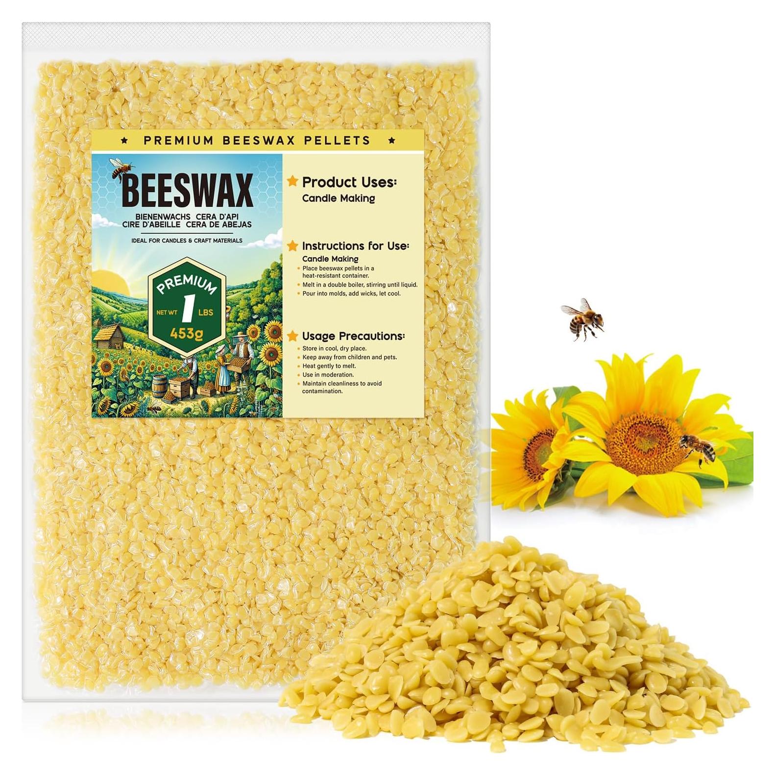 Pellets de Cera de Abeja Amarilla UNOTENA 0.45kg para Velas