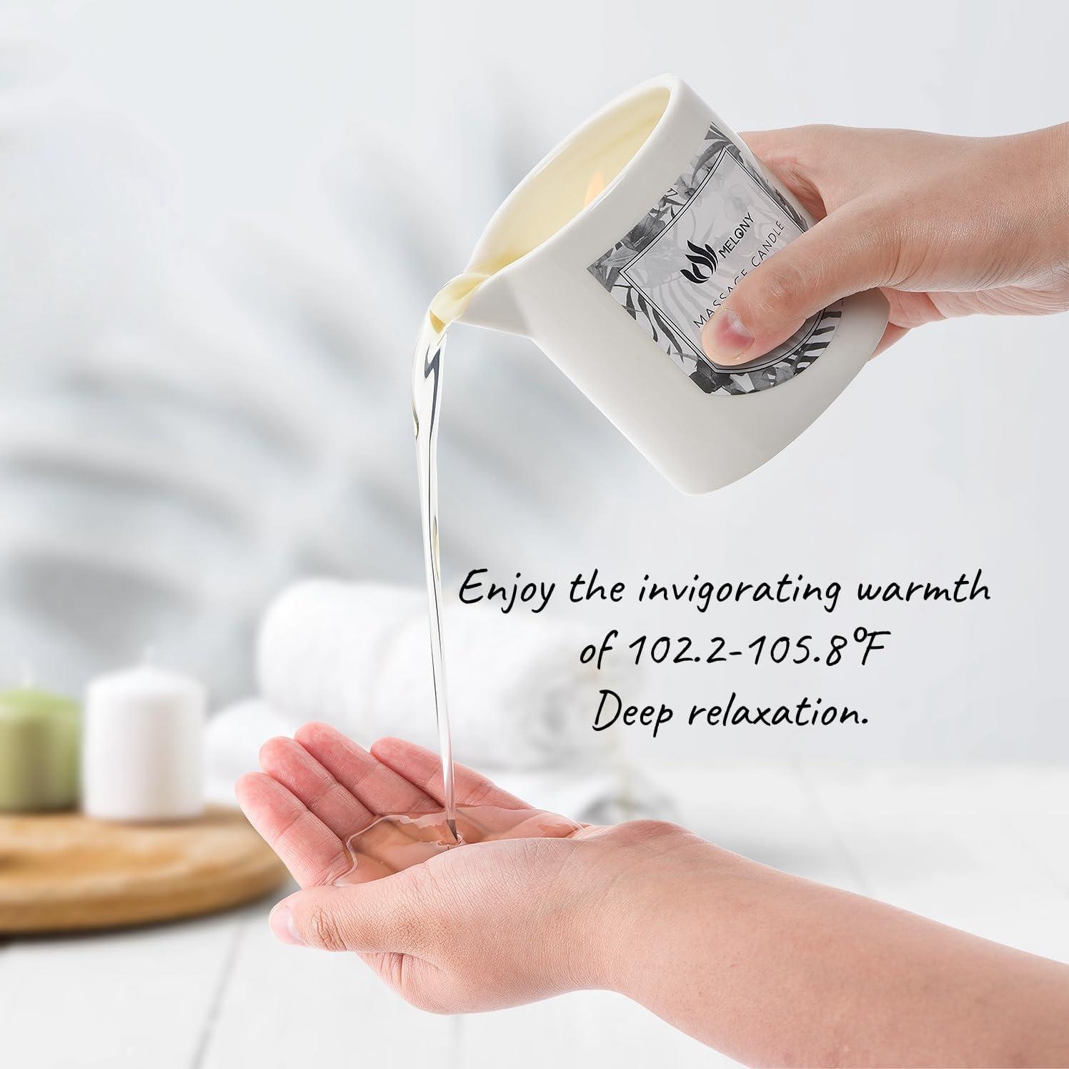 Vela de Aceite de Masaje MELONY 230 g Soja Natural Vainilla Ámbar