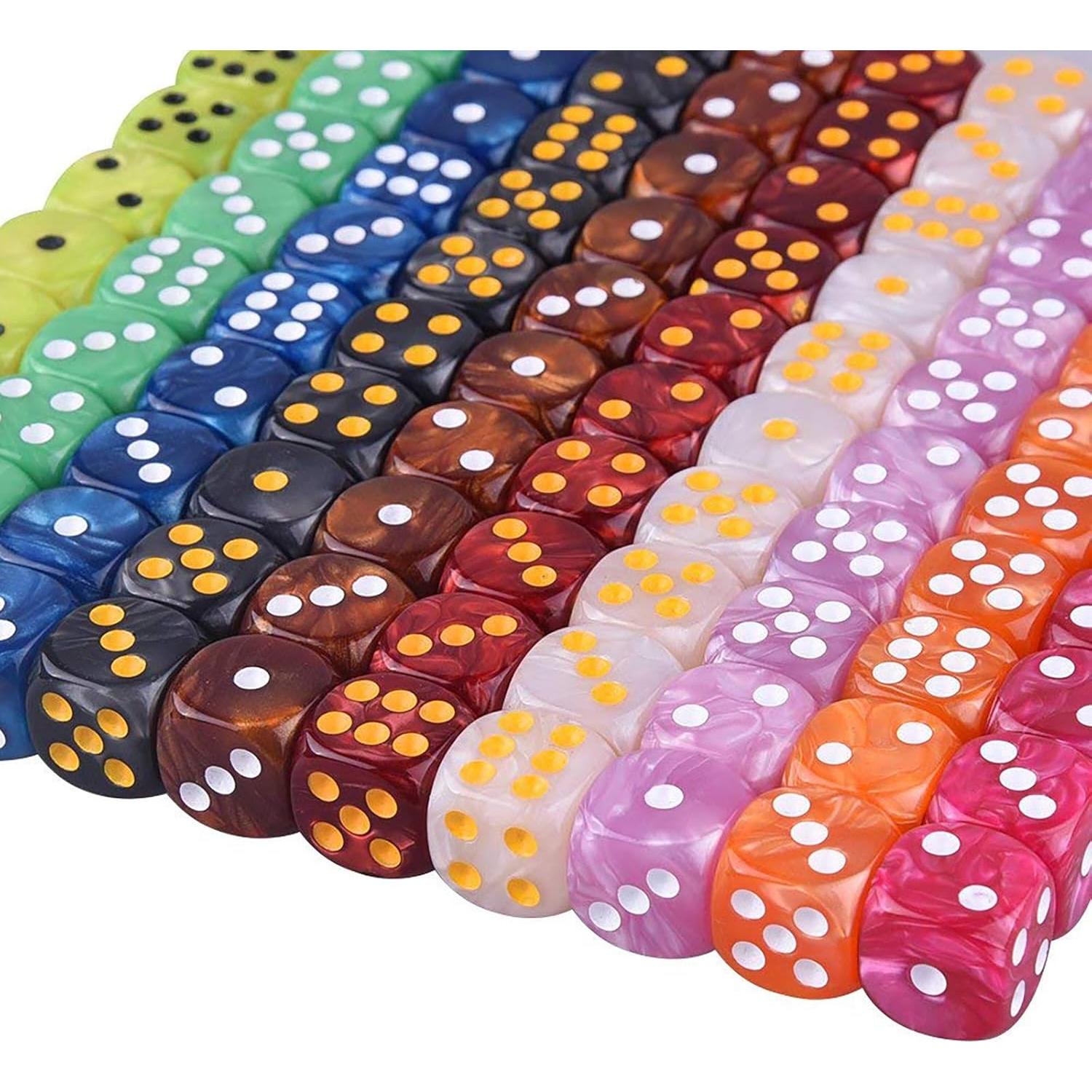 AUSTOR Set de 100 Dados de 6 Caras en 10 Colores Perla