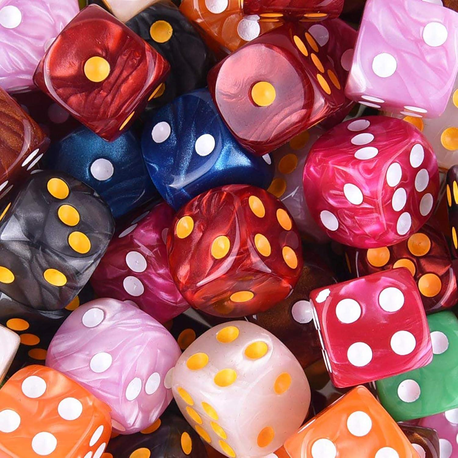 AUSTOR Set de 100 Dados de 6 Caras en 10 Colores Perla