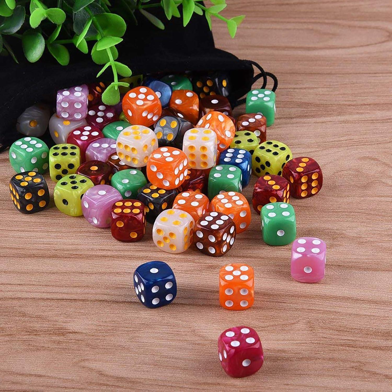 AUSTOR Set de 100 Dados de 6 Caras en 10 Colores Perla