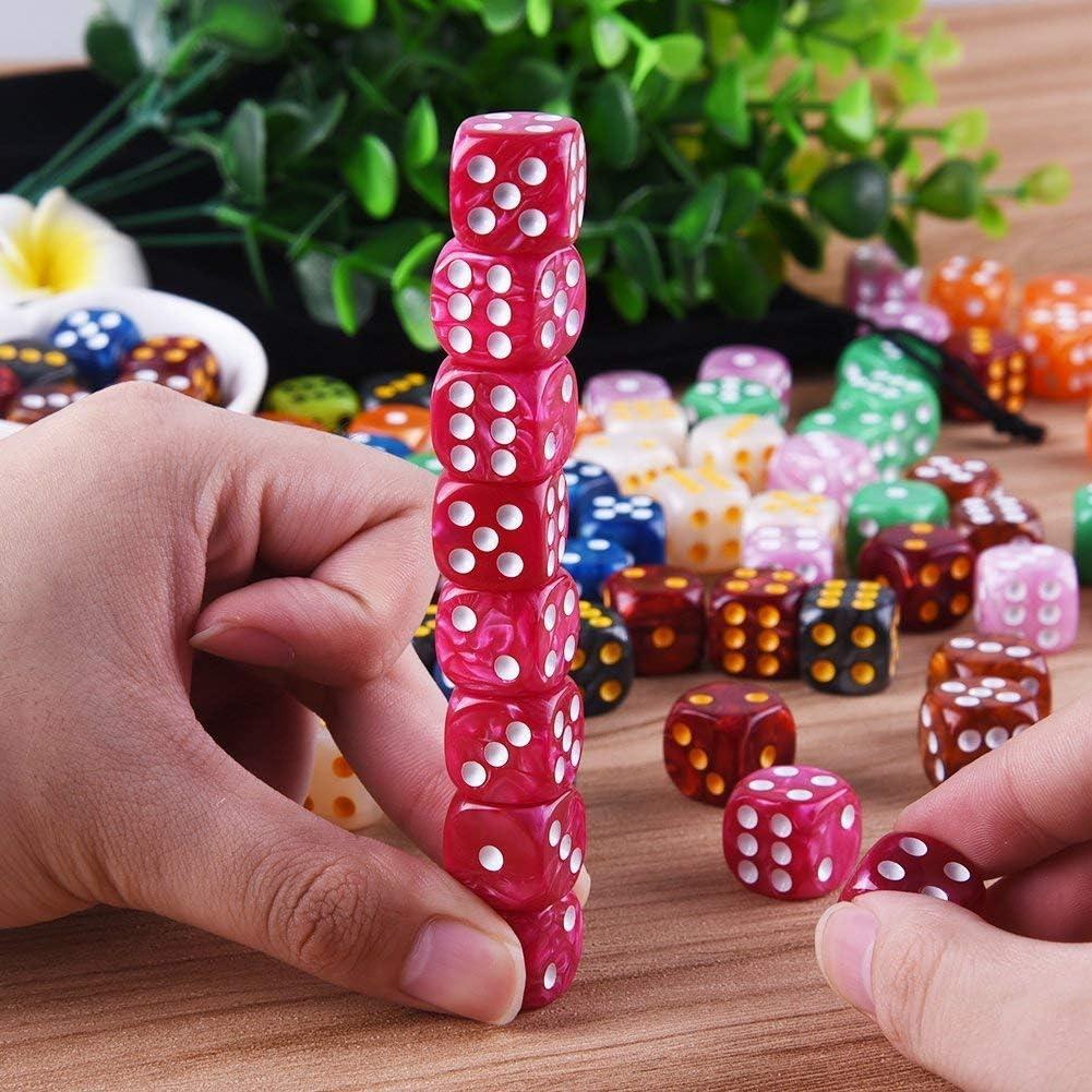 AUSTOR Set de 100 Dados de 6 Caras en 10 Colores Perla