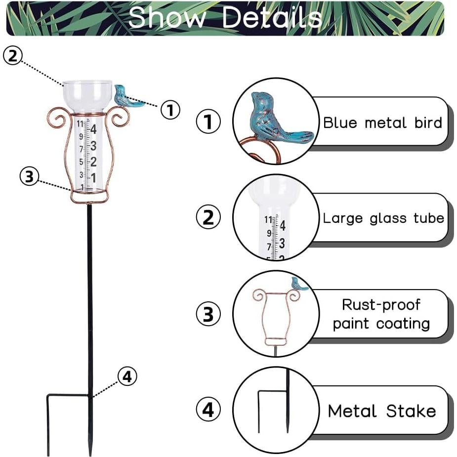 Pluviómetro Exterior Venniy 60.96 cm con Estaca de Metal