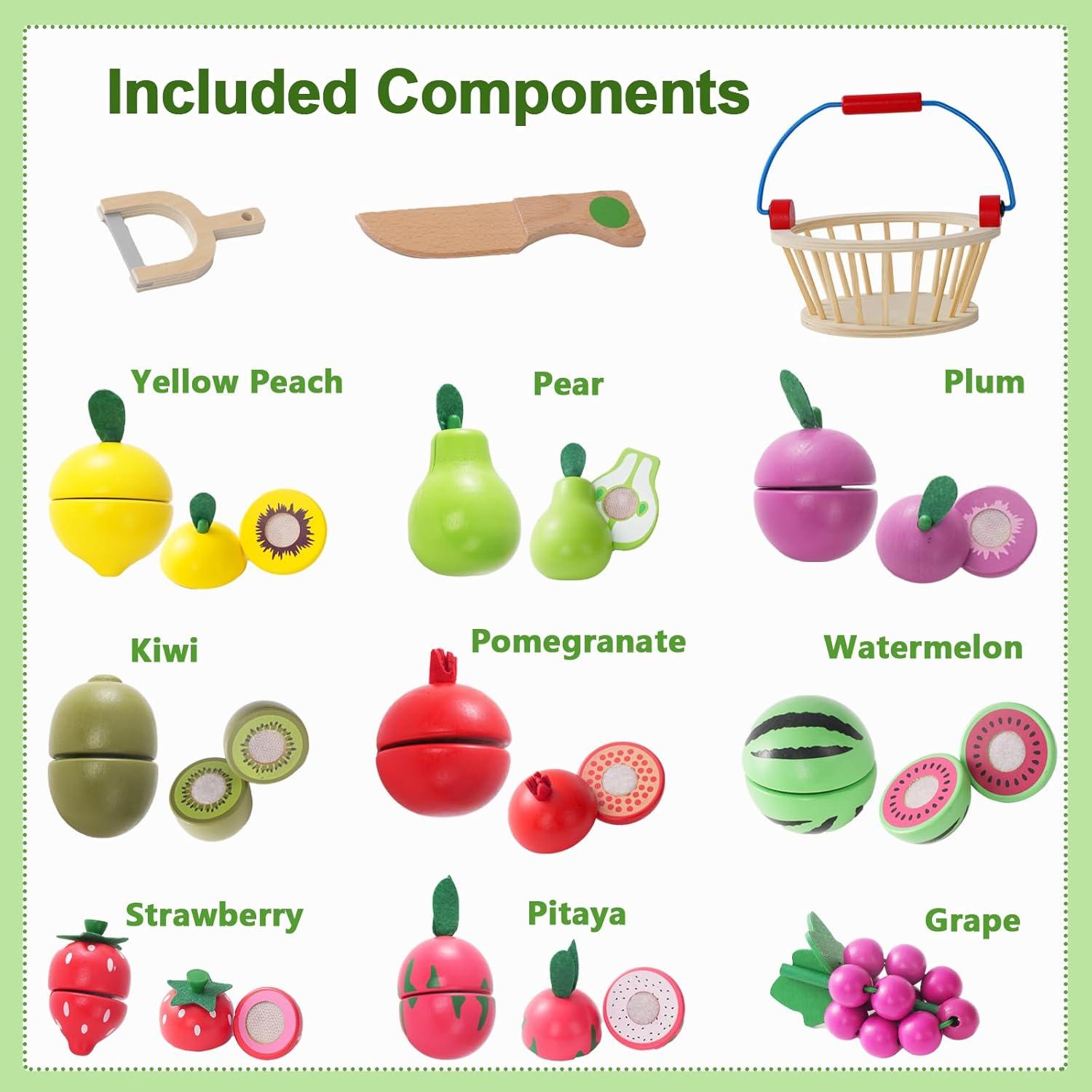 Set de Juguetes de Frutas de Madera para Cortar - Mingsen