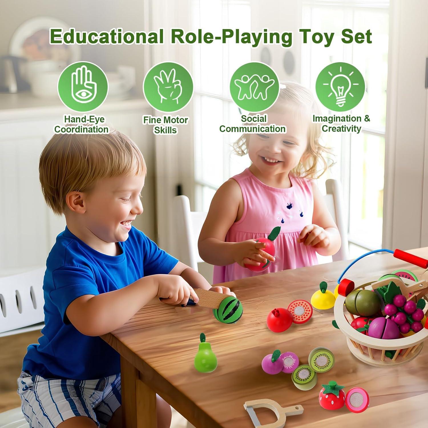 Set de Juguetes de Frutas de Madera para Cortar - Mingsen