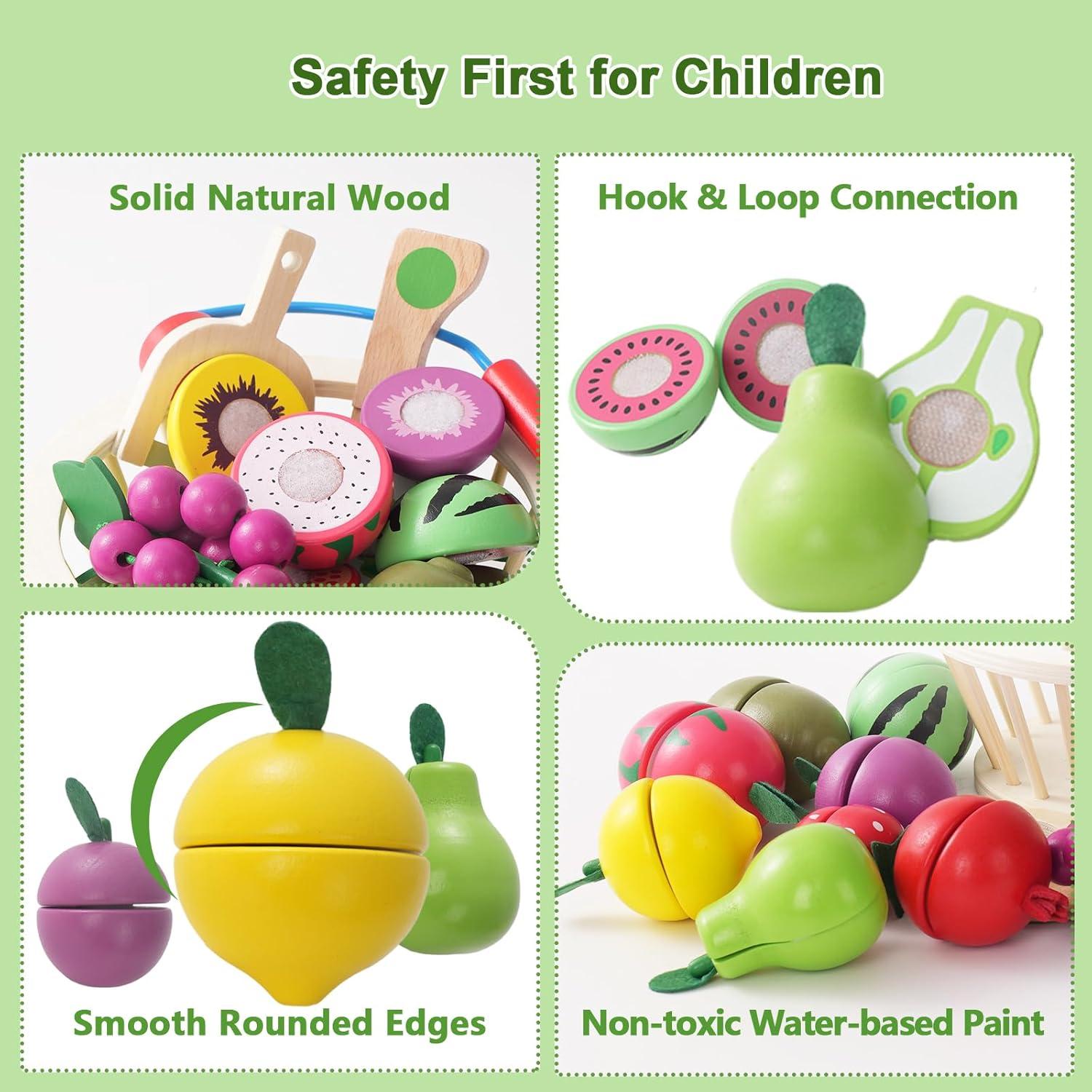 Set de Juguetes de Frutas de Madera para Cortar - Mingsen