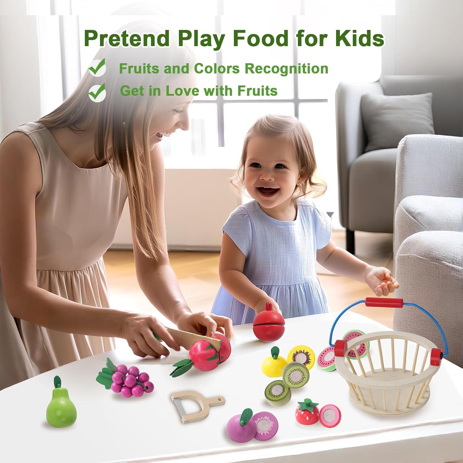 Set de Juguetes de Frutas de Madera para Cortar - Mingsen