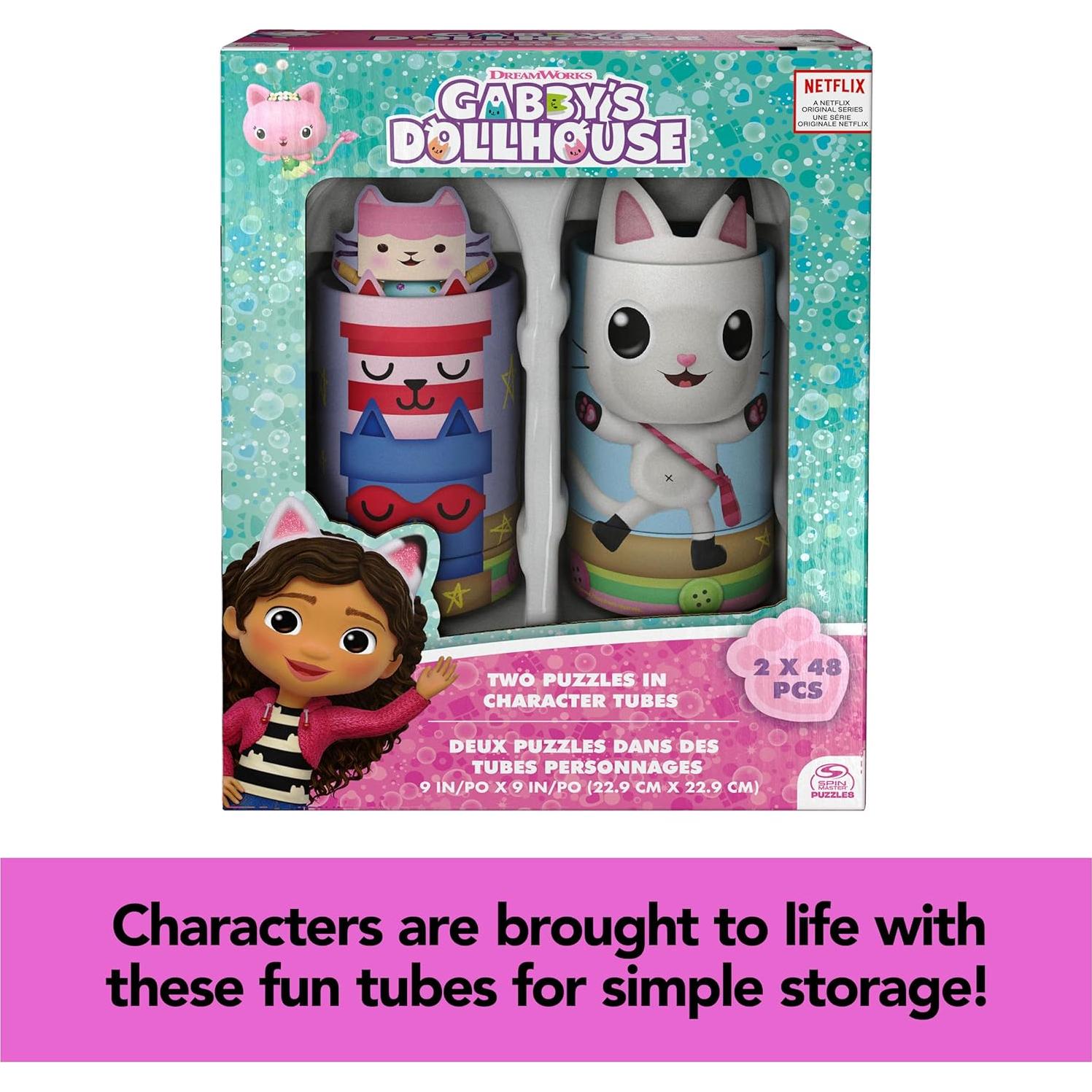 Rompecabezas Gabby's Dollhouse Spin Master - 2 Tubos 48 Piezas