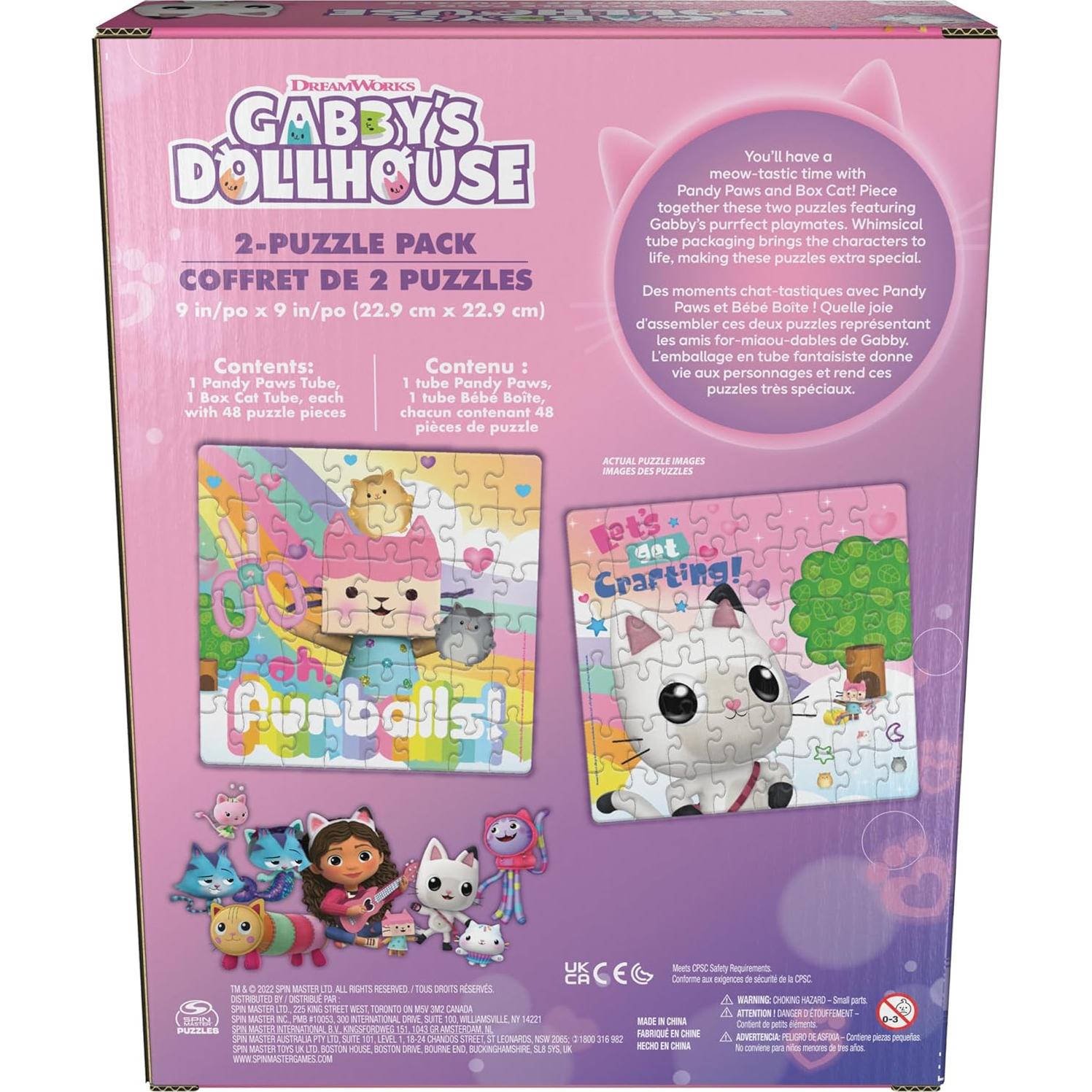 Rompecabezas Gabby's Dollhouse Spin Master - 2 Tubos 48 Piezas