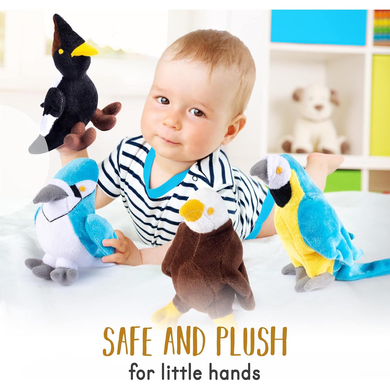 Conjunto de 4 Pájaro de Peluche Interactivos Peluche Creaciones