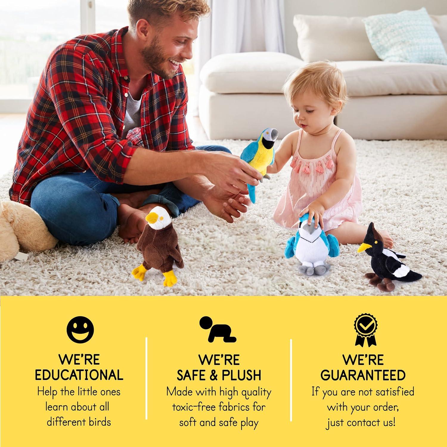 Conjunto de 4 Pájaro de Peluche Interactivos Peluche Creaciones