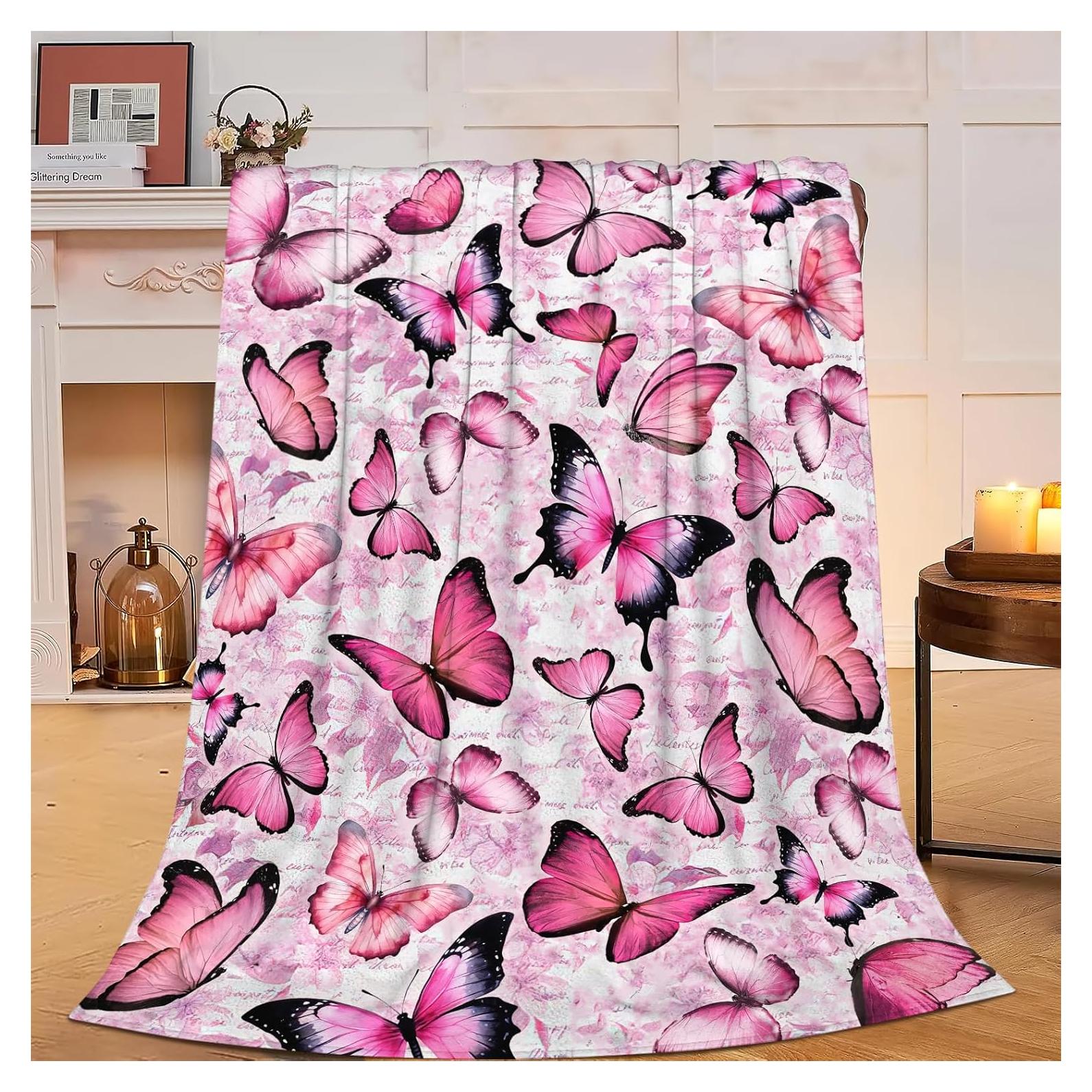 Manta de Franela Fuzawet Mariposa 127x101 cm Suave y Cálida