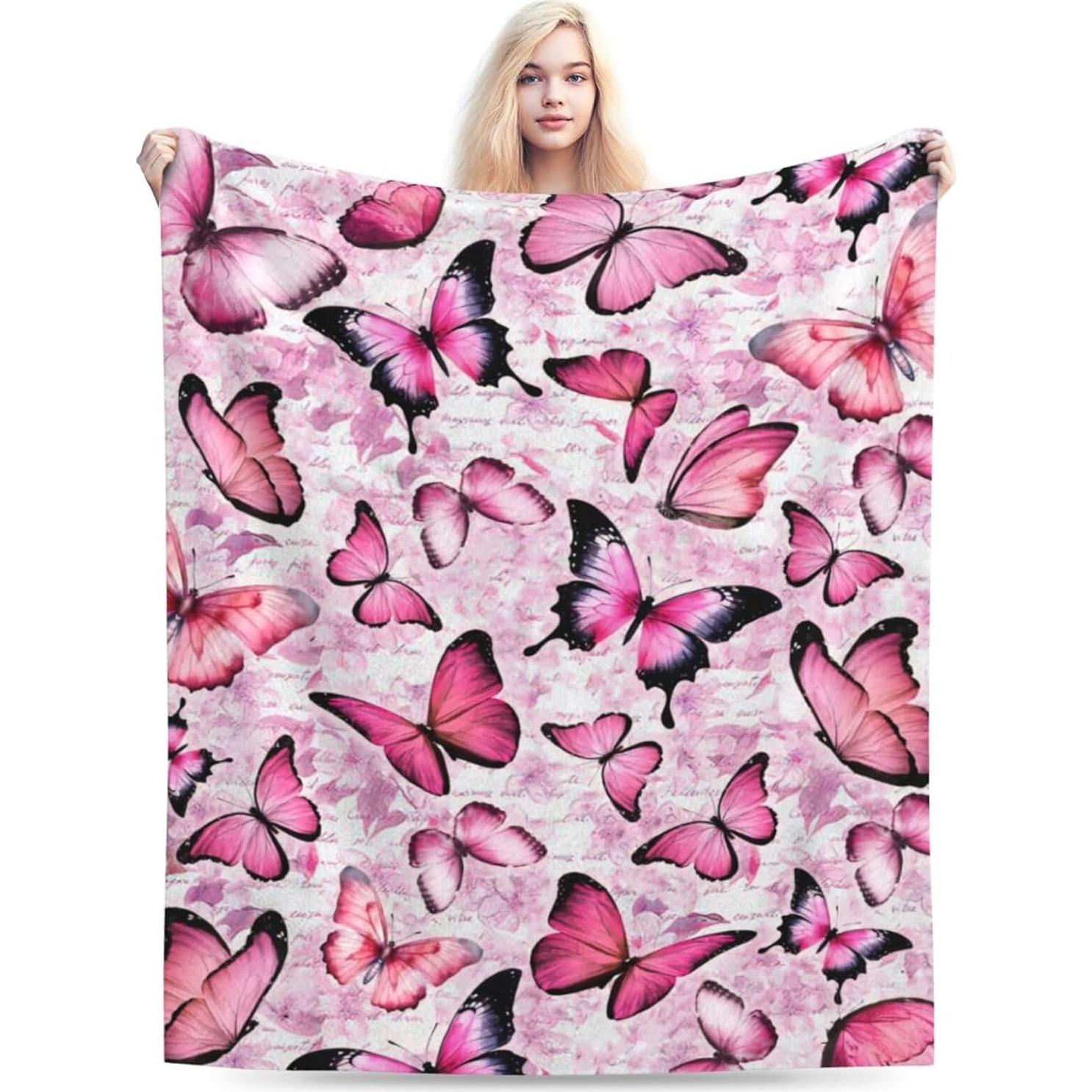 Manta de Franela Fuzawet Mariposa 127x101 cm Suave y Cálida
