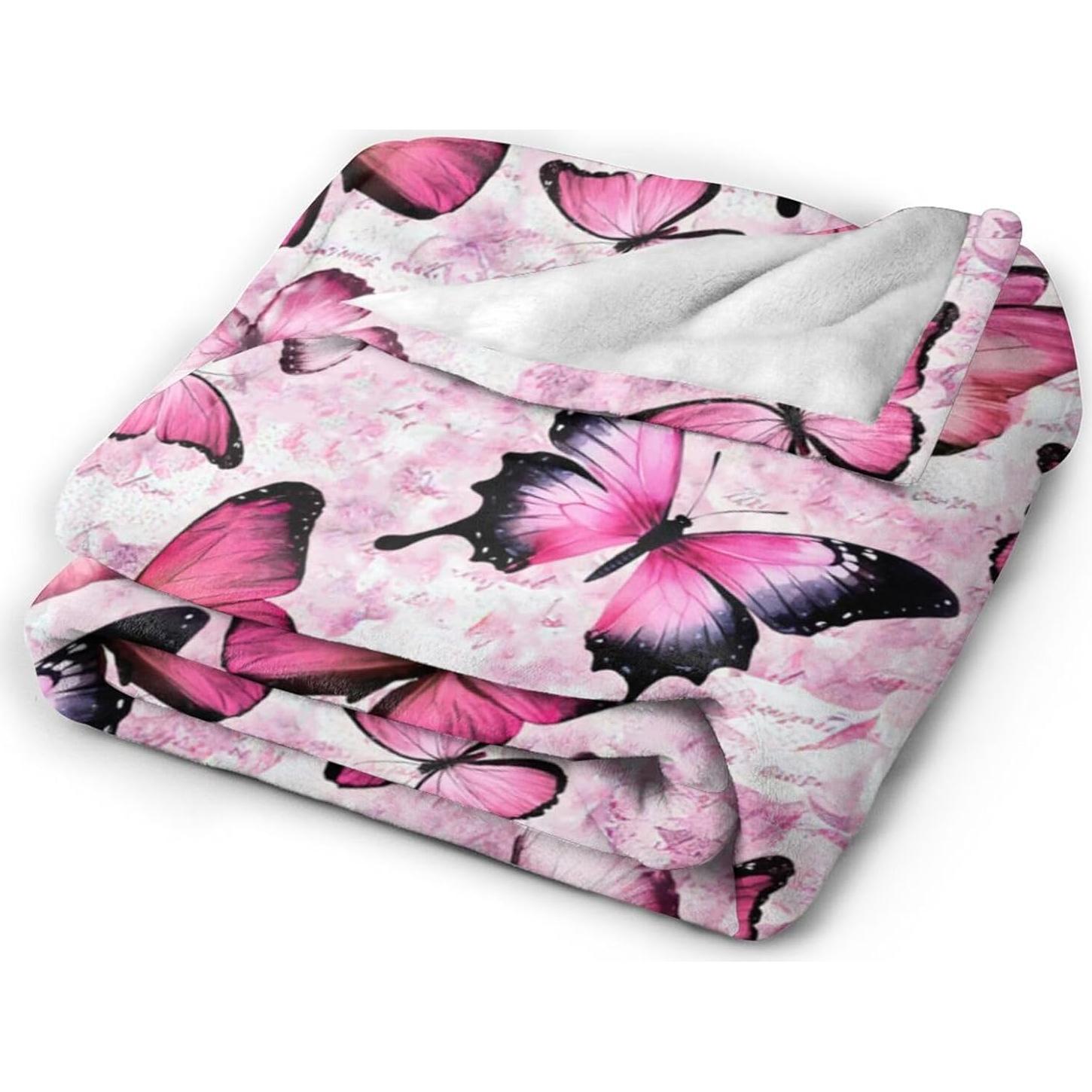 Manta de Franela Fuzawet Mariposa 127x101 cm Suave y Cálida
