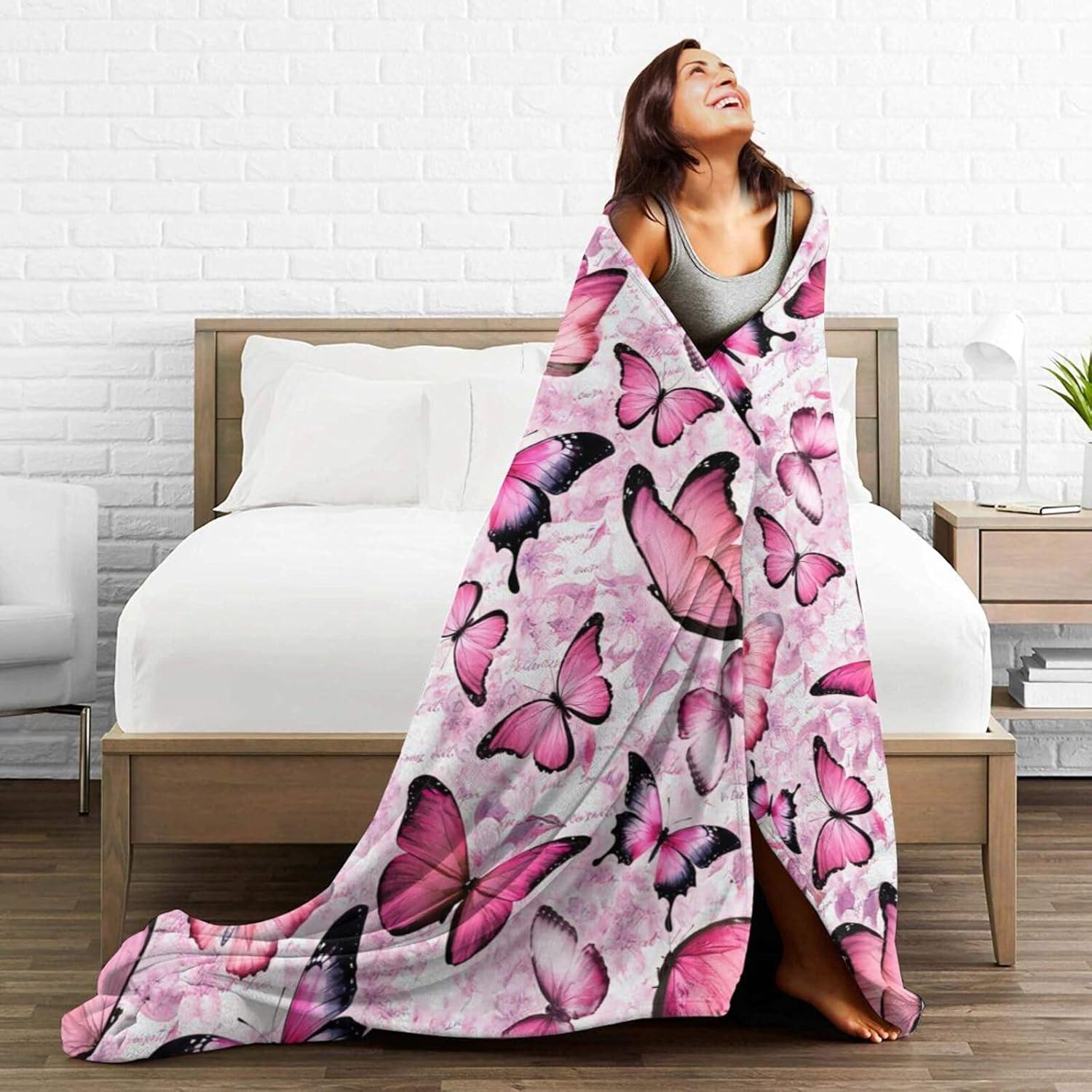 Manta de Franela Fuzawet Mariposa 127x101 cm Suave y Cálida