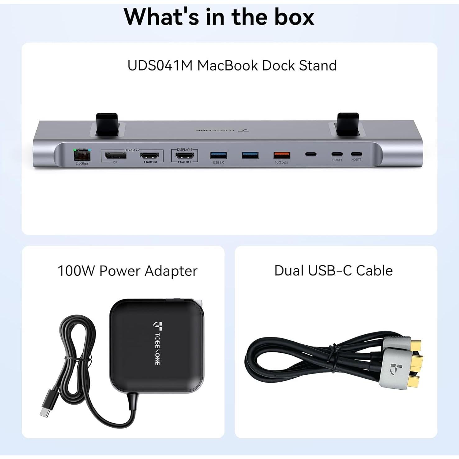 TobenONE Estación Acoplamiento MacBook Air M4 Doble Monitor 4K