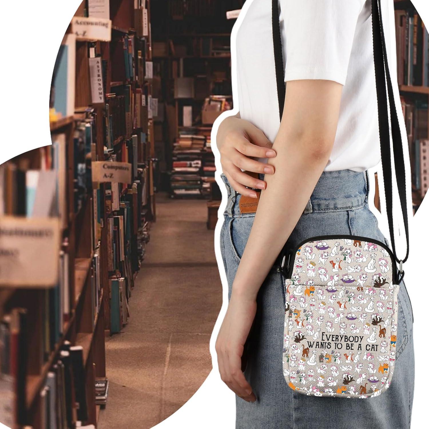 Bolso Cruzado de Lona Aristocats para Mujeres 21.4x14.5cm