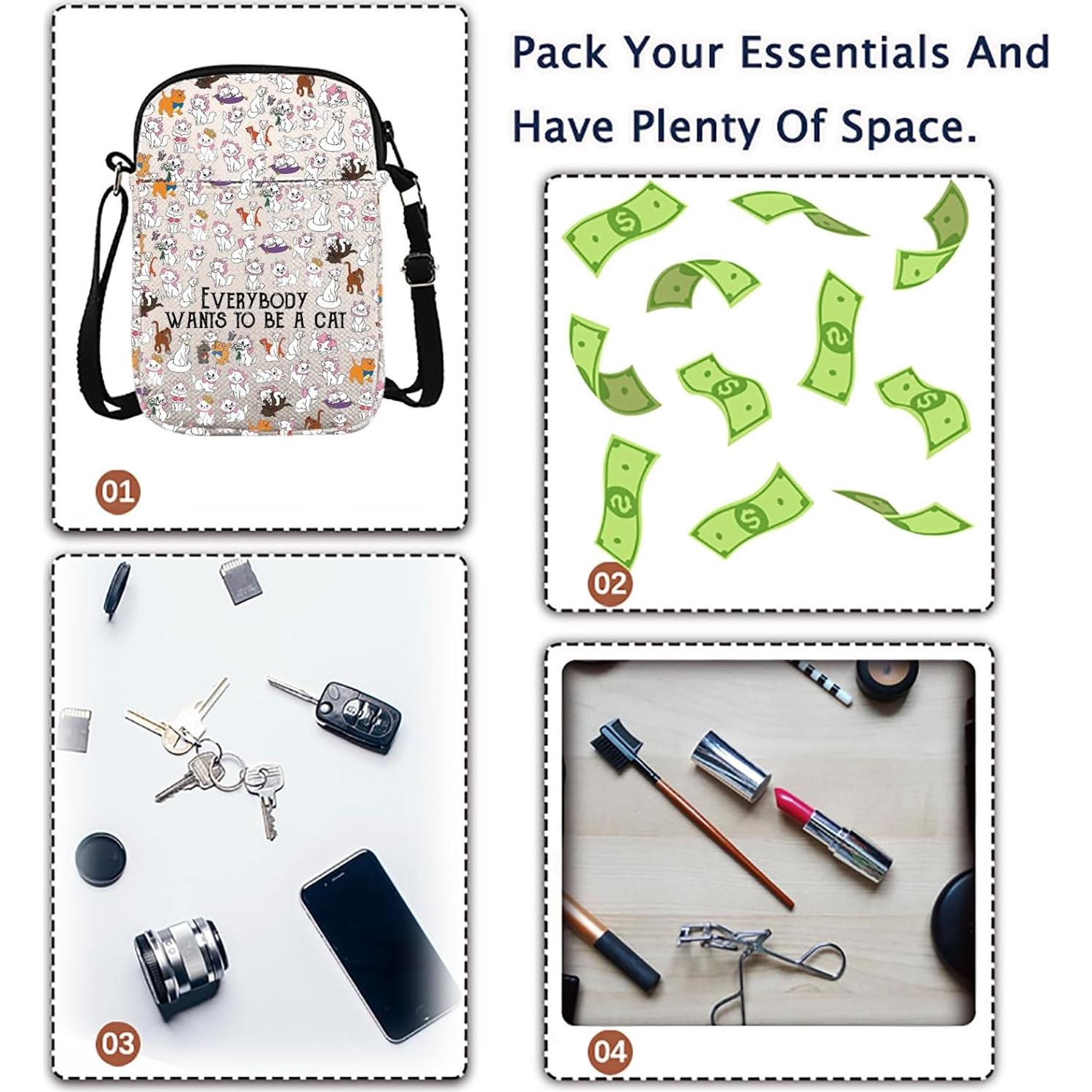 Bolso Cruzado de Lona Aristocats para Mujeres 21.4x14.5cm