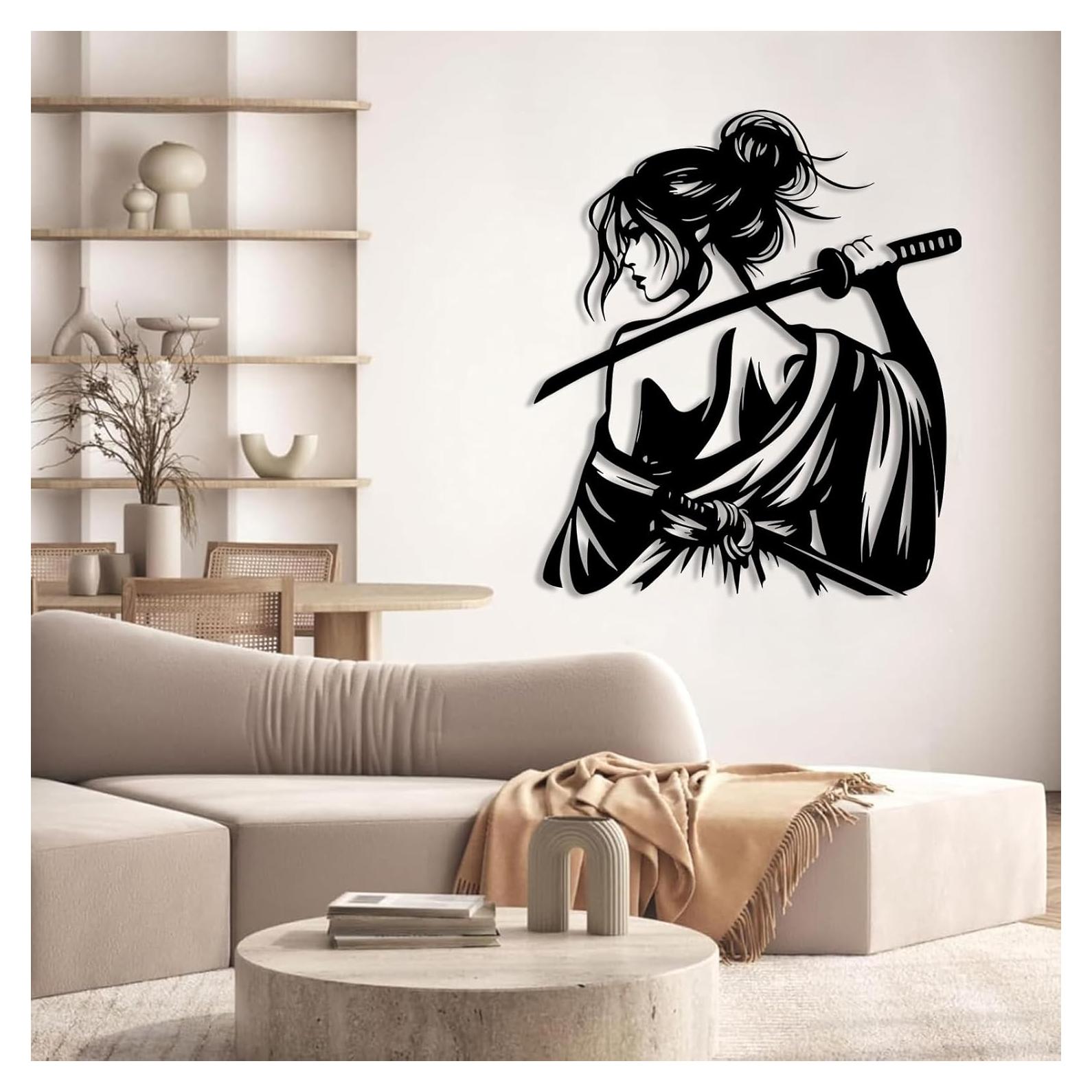Arte de Pared Samurai de Metal Oxzcimty 41x47cm Negro
