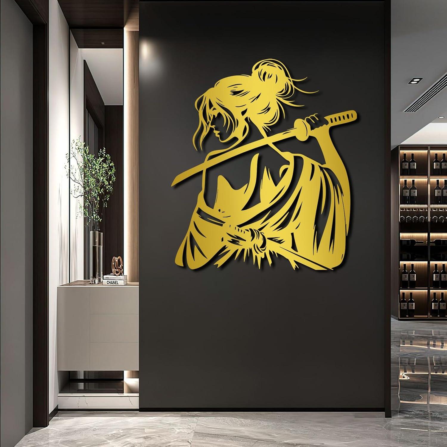 Arte de Pared Samurai de Metal Oxzcimty 41x47cm Negro