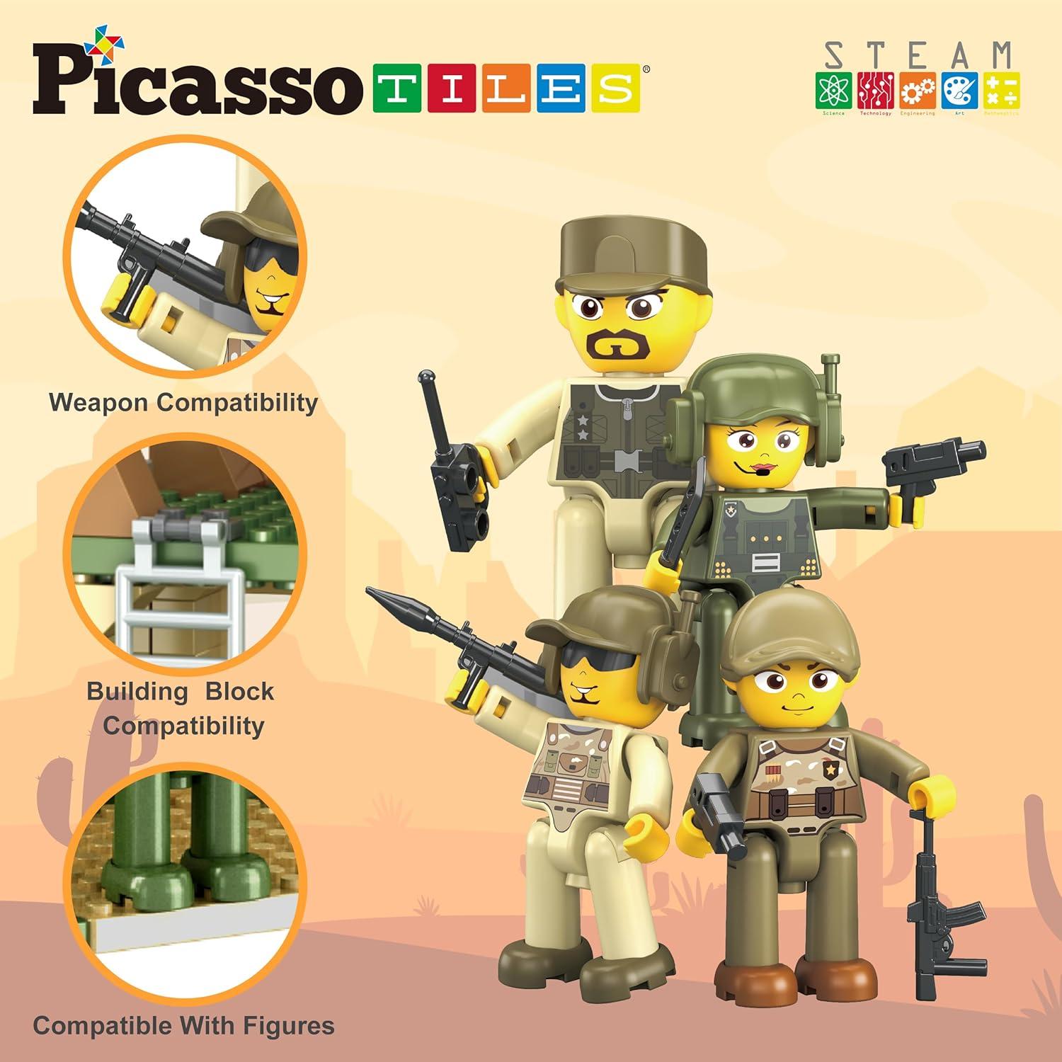PicassoTiles Bloques Magnéticos Fuerza Militar 186 Piezas