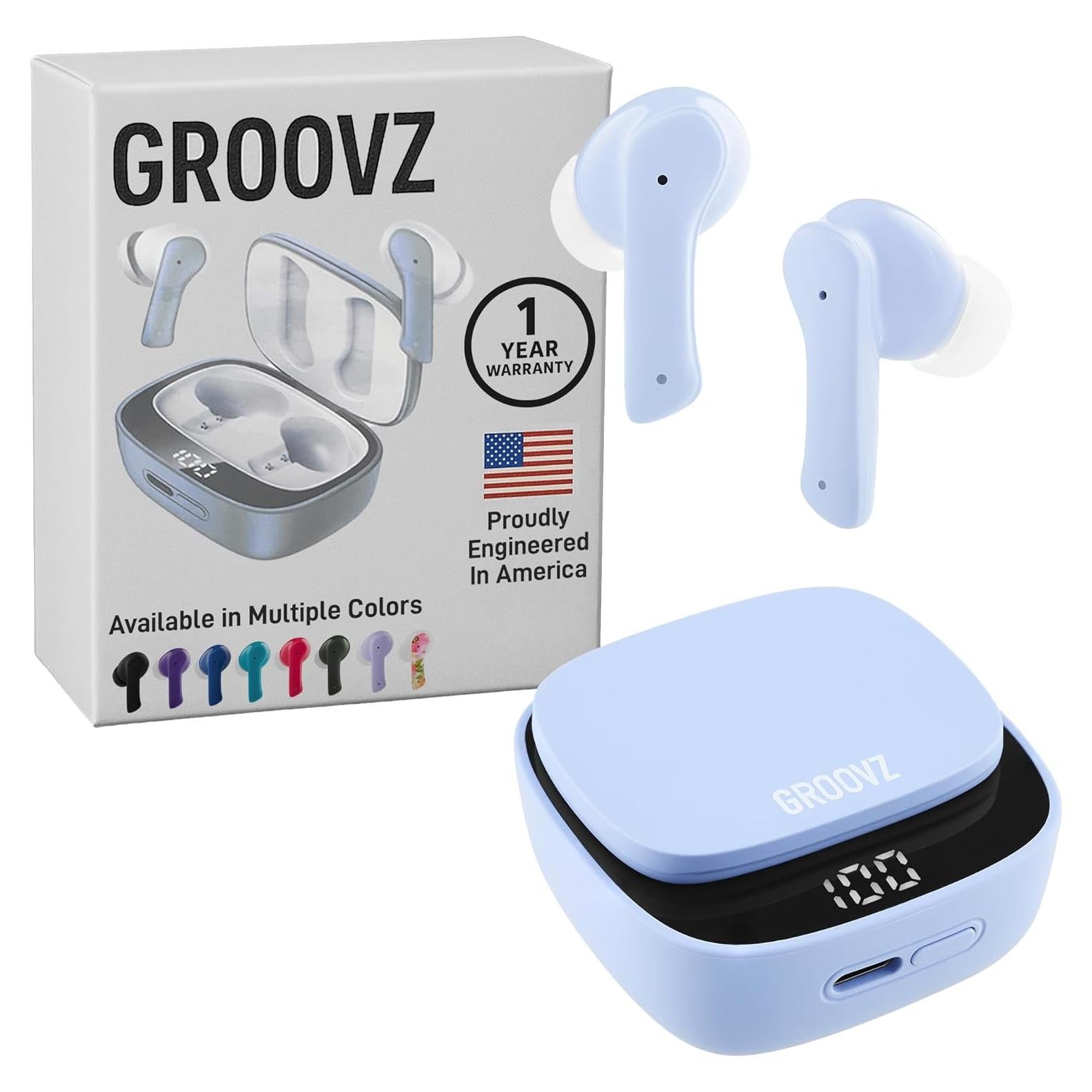 Auriculares Inalámbricos Groovz 27h Bluetooth 5.3 IPX4 Azul Claro