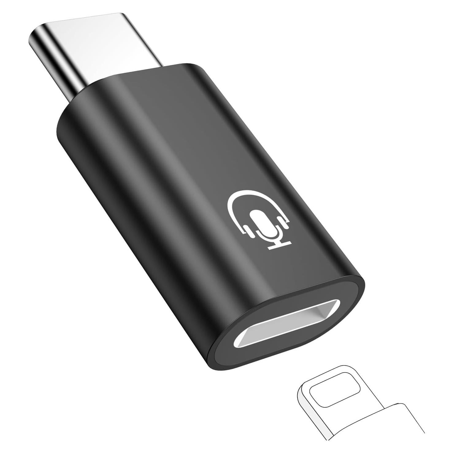 Adaptador USB C a Lightning Fidioto para iPhone 16 - Negro